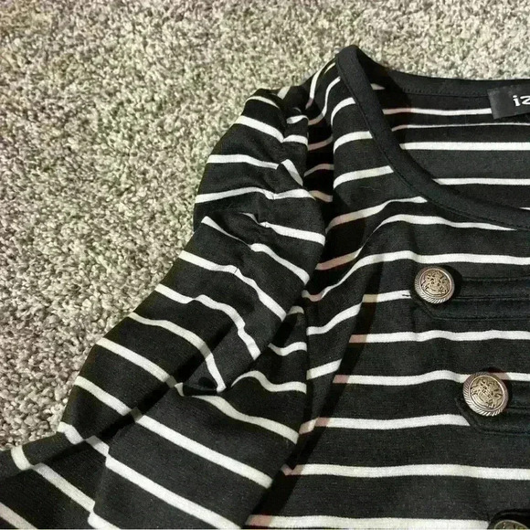 IZ Byer Girls Black/white Striped Cropped Cardigan size Medium - Picture 4 of 10